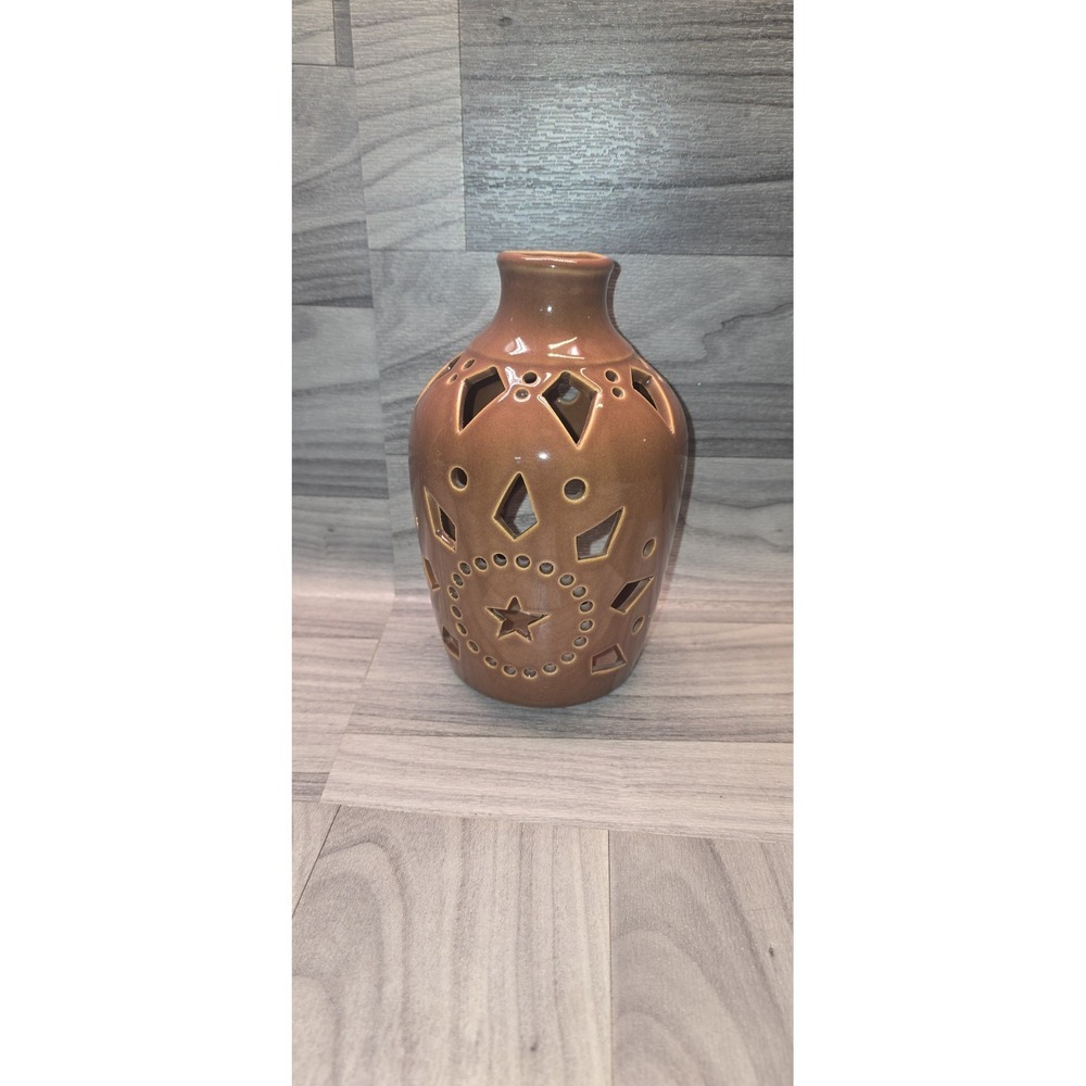 Ceramic Southwestern Tealight Votive Brown Wall Sconce Candleholder 7.5" x 5"